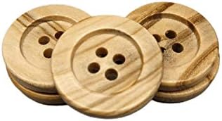 50 дървени копчета - 4 дупки - се Предлагат в 5 размера (12, 15, 18, 20 и 25 мм) - Произведено в Европа (12 мм)