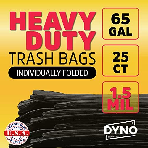 Торби за боклук с обем 65 Литра Тежки 1,5 Mils Черно - Големи торби за боклук с обем 25 литра - индивидуално сгънат вид - Индустриални