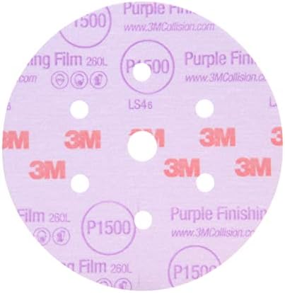 Диск за финална обработка на фолио 3M 30570 Hookit Purple 5 P800 с шкурка, (Кутия от 50 броя) - Опаковка от 4 кутии