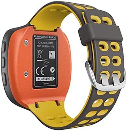 EEOM Цветни Спортен Силиконов каишка за часовник Garmin Forerunner 310XT, Взаимозаменяеми каишка за часовник (Цвят: сиво-жълто, Размер: