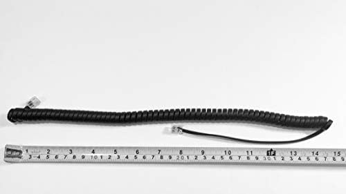 9 фута Кратък Плосък Черен кабел за телефон VoIP Фоайе с дълъг проводник за стационарен телефон (напълно отпусната 9 фута, сплескани