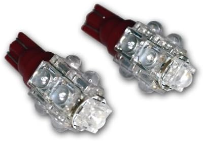 Tuningpros LEDBW-T10-R9 Led крушки за предупреждение за спиране T10 Клиновидна, 9 led флюсов червен цвят, комплект от 2 теми