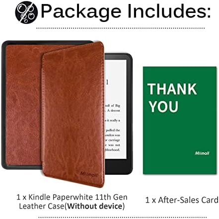 Miimall е Съвместим с Kindle Paperwhite 11-то поколение 2021 Кожен калъф с каишка за ръка, Кожени калъфи за Kindle Paperwhite 11th