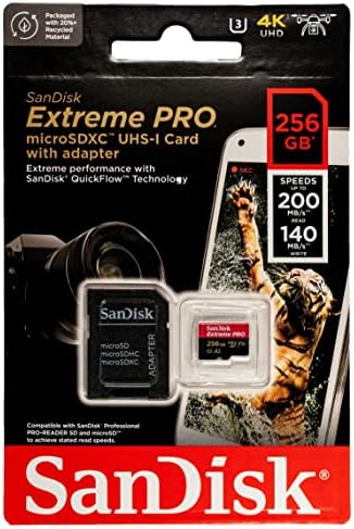 Карта памет SanDisk Extreme Pro 256 GB microSD Работи с дронами DJI серия Mavic 3 Classic (SDSQXAV-256G-GN6MA) U3 V30 A2 4K UHD UHS-I