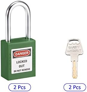 M METERXITY 2 Pack Tagout Lockout - окачени заключване за вътрешна и външна употреба, с еднакви ключ и стоманена скобой, се прилага за електрически / хидравлични / пневматични брав?