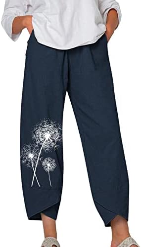 Струящиеся панталони за жени, Дамски Ежедневни Панталони от Памук, с нередовни сужающейся талия и принтом под формата на глухарче