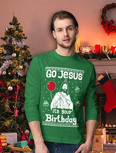Tstars Go Исус, Това е Твоята Риза за рождения Ден, Мъжки Грозен Коледен Пуловер С Дълъг Ръкав