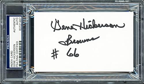 Картичка с Автограф на Джина Хикерсона 3x5 Cleveland Browns Черен Маркер PSA/ ДНК В наличност #211342 - Издълбани подпис NFL