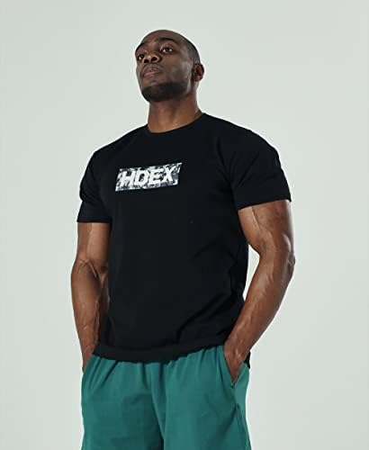 Мъжки t-shirt HDEX с Камуфляжным принтом Muscle Fit С къс ръкав За тренировки във фитнеса Muscle (Черно /бяло)