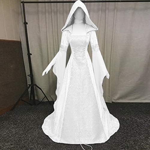 ZEFOTIM Средновековна рокля вещици Винтажное рокля-наметало на вещица с качулка и ръкави-тръба Средновековна сватбена рокля рокля за cosplay