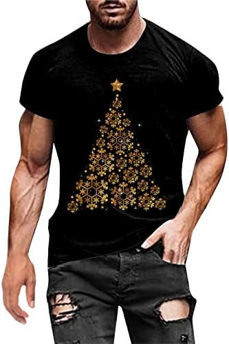 ZDDO Коледни мъжки тениски, Солдатские Блузи с къс ръкав, 3D Коледен принт под формата на Снежинки и Дърво, вечерни графични дебнещ Мускулни