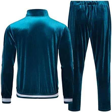 RPOVIG Велюровый спортен костюм, Спортен костюм от кадифе: Мъжки спортен костюм за бягане, Комплект от 2 теми, Блузи с цип, Яке, Панталон с джобове