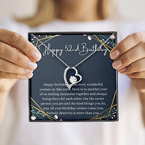 Украса с картички-съобщения, Колие ръчна изработка - Персонални Подарочное Сърце, Колие С Поздравлением с 52-ия Рожден Ден С