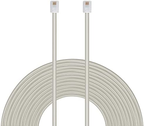 Uvital 25 Метра удължителен кабел за стационарна телефонна линия, Кабел за Линеен проводник със Стандартни фоно свещи RJ-11 6P4C (сив 7,7 м, 1 опаковка)