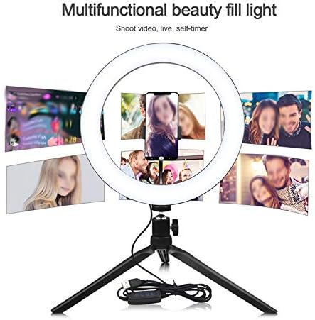 WYFDP Новост USB Dimmable LED Selfie Ring Light осветление за фотография мобилен телефон със статив за грим видео на живо студио осветление