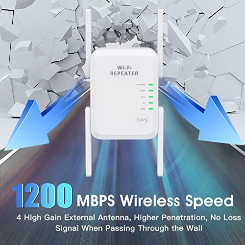 Удължител обхвата на Wi-Fi Усилвател на сигнала 1200 Мб/с Далечен обхват до 6000 квадратни метра и 40 устройства - Повторител, безжичен Интернет