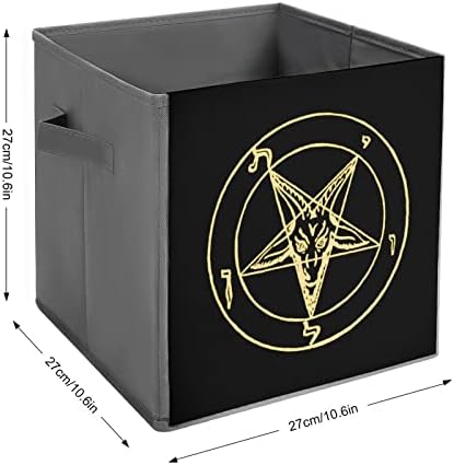 Златен Бафомет Обърната Пентаграма Пютър Сатанински Козел Сгъваеми Кутии За Съхранение На Кубчета Организатор На Модни Тъканни