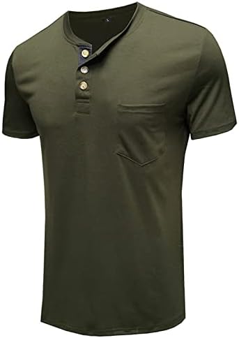 Мъжки Модни Ризи Henley, Тениска Копчета с Къс ръкав и джоб, Тениска Класически, Намаляване, Летни Леки Върхове