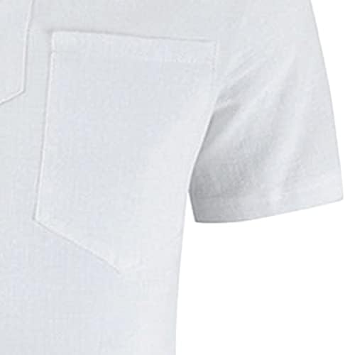 Мъжки t-shirt дантела С V-образно деколте, Однотонная Ежедневни Памучен Бельо Тениска С Къс Ръкав, Монофонични Ретро Вратовръзка, Плажни