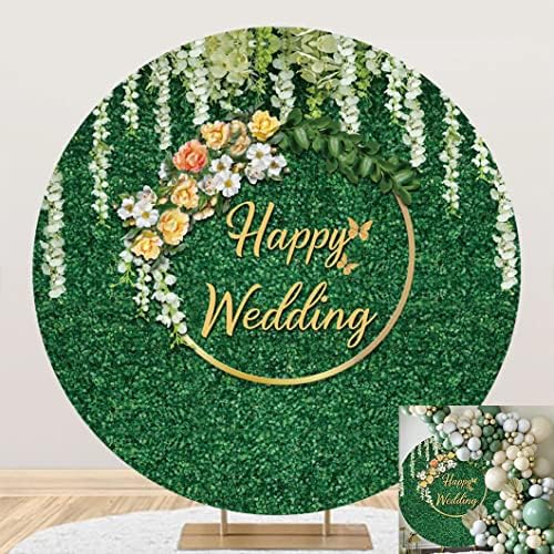 През цялата фон за Щастливата Сватба 6,5x6,5 фута от Полиестер, Листа от Зелена Трева и с папийонка, на Фона на Сватбени декорации за