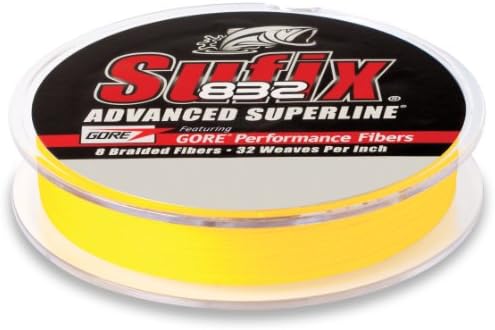 Плитка Sufix 832 Advanced Superline, Hi-Vis Жълт цвят, бобини с тегло 80 кг / 600 ярда