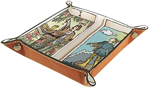 Илюстрация на Картите Таро Магьосникът и глупак Такаменг, Кутии за съхранение, Малък кожен поднос за камериер, държач за бонбони, тава