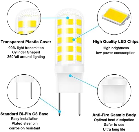 Led лампа G8 с регулируема яркост за микровълнова лампи 50 W, Смяна на халогенна крушка за SAMSUNG и LG, Аспиратор за микровълнова
