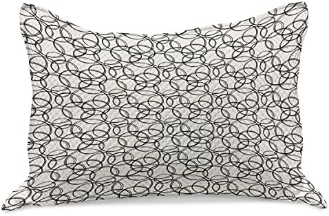 Калъфка за възглавница от стеганого одеяла Ambesonne в минималистичном стил, Абстрактни Перекрывающиеся Кръгове, Заплетена Кръгли