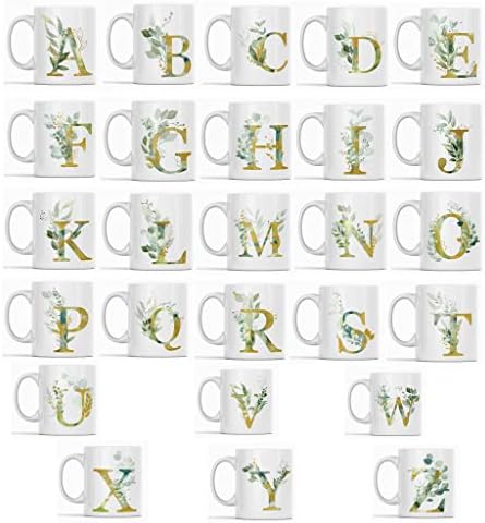 Кафеена Чаша с графични буква Алфа / S S - Монограм от буквите на Азбуката S - Златно Трептене на Всички писма, Цветна Азбука Чаша За Чай,