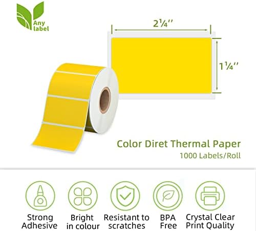 Директни термоэтикетки Anylabel на 2.25х 1,25 жълт цвят, замяна на самозалепващи термонаклеек с бар-код за адресната доставка, съвместими с термопринтером етикети Rollo & Зеб