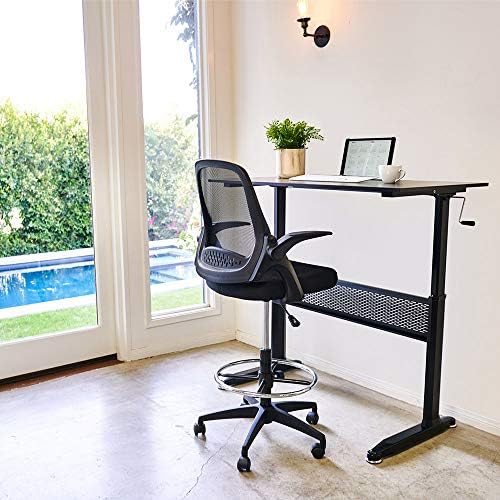 Чертежный стол Висок Офис Стол, Стоящ Писмен Стол Мрежест Компютърен Стол с Регулируема Височина с Лумбална подкрепа Сгъваеми
