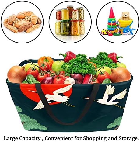 LORVIES за Многократна употреба за Хранителни стоки Чанти Кран С Червена Корона, Сгъваеми Миещи Голям кош За Багаж, Чанта-Тоут За Пазаруване