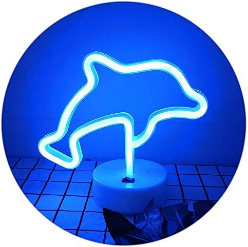 Led неонови Нощни Неонови Надписи под формата на Сините Делфини, Неонови Лампи, захранвани от USB и батерия, Неоновите