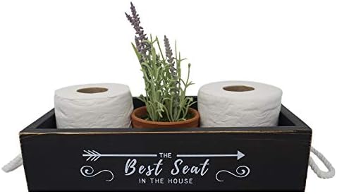 Най-добрата седалка в къщата /Ето как аз сворачиваю – Държач за тоалетна хартия – Декор за дом в селски стил в селски стил - Черен