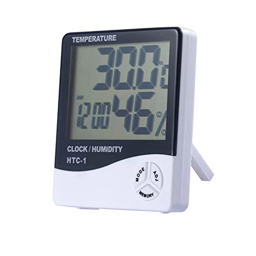 Измерване на температура и Влажност на въздуха, LCD Електронен Цифров Външен/Вътрешен Термометър-Влагомер с Часове, Монитор Влажност на въздуха за Дома, Спални, Дома