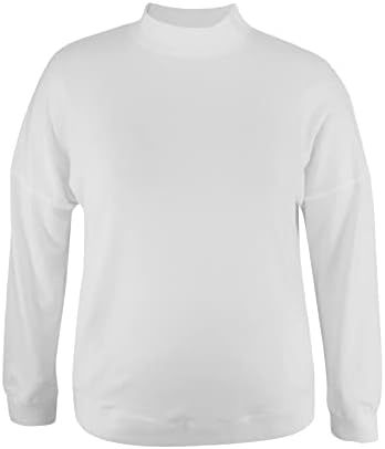 Minclouse Дамски Блузи с Имитация на Turtlenecks Голям Размер с дълъг ръкав, Лесен Основен Пуловер С джобове