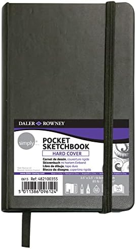 Скетчбук на Dany-Rowney Simply Pocket Sketchbook - Албум за рисуване 3,5 x 5,5 инча в твърди корици - 72-Страници черен