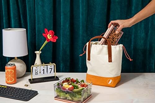 Чанта за обяд PrepdeckGO - Стилна, компактна чанта за обяд за възрастен - Просторен и леко загрята интериор - Закопчалката на съвсем малък и дръжки от веганской на кожата -
