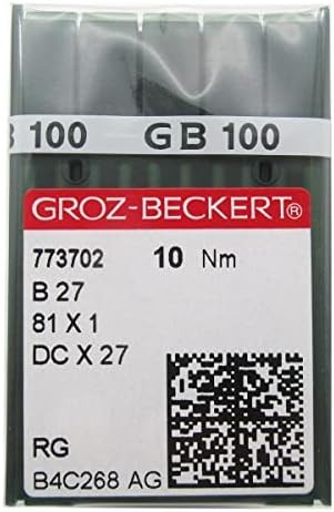 Иглата GROZ-BECKERT в Прозрачна пластмасова кутия CKPSMS - 100ШТ Игли за промишлено оверлока Groz Beckert DCX27 DCX1 B27 (DCX27 14/90)