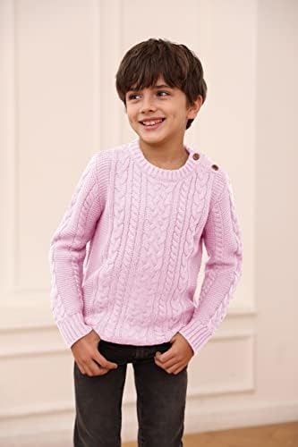 Пуловер с Кръгло деколте за Деца, Вязаный Пуловер с Дълъг Ръкав За Малки Деца, Върхове-Пуловери Копчета за Момчета и Момичета