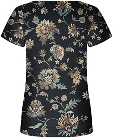 Camiseta Cuello cuadrado 2023 para Mujer Blusa Manga Corta a la Moda Camiseta holgada против Estampado de Flores túnica