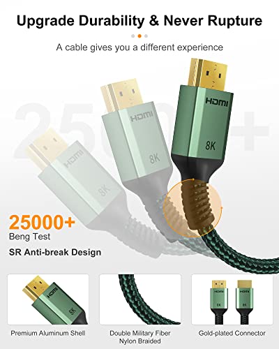 Кабел BATBI 8K HDMI 2.1 3.3 F/1 М 48 gbps 8k @ 60 Hz, 4K @ 120 Hz, високата кабел HDMI eARC за HDCP2.2/2.3 HDR10 3D, съвместим с