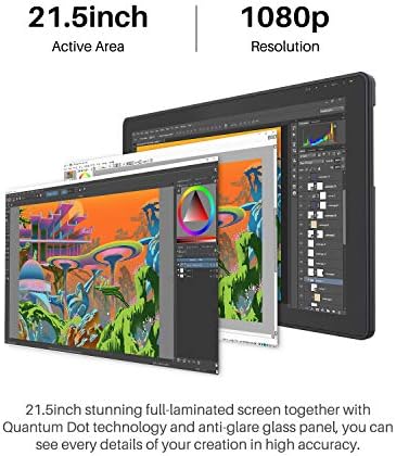 Таблет за рисуване HUION Kamvas 22 Plus QLED с полнослойным екран с наклон 140% удобни, 21,5-инчов графичен таблет за художници и дизайнери,