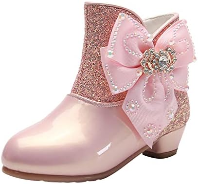 Обувки за момичета, Есенно-зимните Сладки бебешки обувки с лък, женски Нови детски чехли с страничен цип за малки момичета