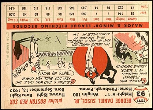 1956 Топпс 93 Джордж Сус Бостън Ред Сокс (бейзболна картичка) EX/MT Red Sox