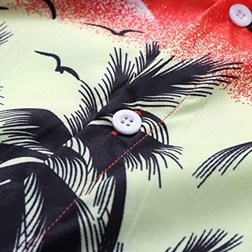 Хавайска Риза за Мъжете, Летни Плажни Ризи за мъже, Ежедневни Тениска Редовен Намаляване с Къс Ръкав, Стилни Тениски с Копчета
