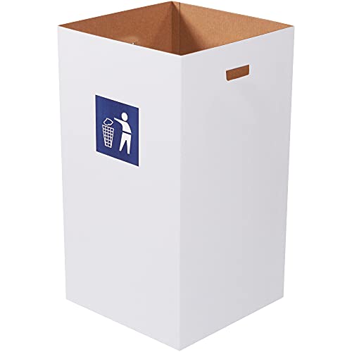 Гофрированное кофа за боклук с логото на отпадъци, 50 литра, 18 x 18 x 36, Бял, 10 бр/пакет