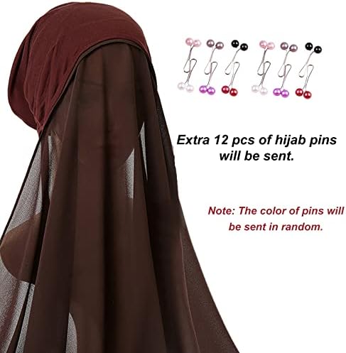 Жена шифоновый. → amokk с подплата, монофонични мюсюлмански забрадка, в комплект 12 бр игли за хиджаба