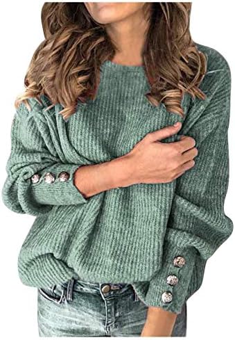Ymosrh Дамски Пуловери Оверсайз, Модерен Обикновен Пуловер с кръгло деколте, Топъл Пуловер с дълъг Ръкав