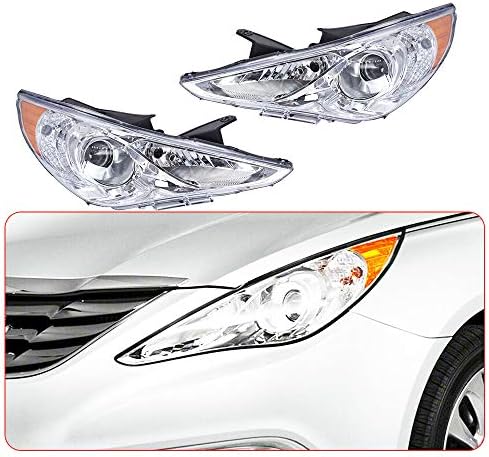 LABLT Фарове/Лампи за Подмяна на Проектор за Фаровете Прозрачни Лещи Амбър Ъгъл ABS Пластмаса Поликарбонатни Лещи са Подходящи за 11-14 Hyundai Sonata